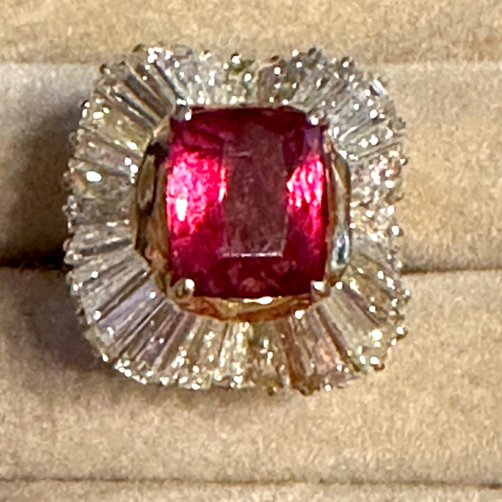 Diamond and Pink Tourmaline Ring